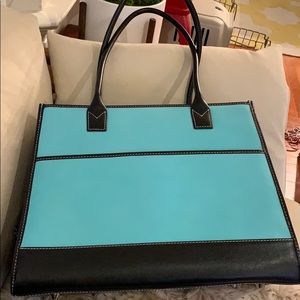 Fifi & Romeo dot pet leather carrier aqua teal bag